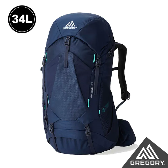 【Gregory】女 34L AMBER 登山背包 登山包 地衣綠 極境藍(透氣背板 臀帶 多日登山包 水袋包 睡袋隔間)