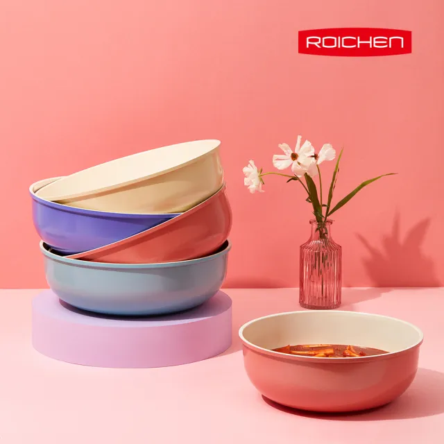 【Roichen】韓國製 24cm深炒鍋 不含把手(IH爐 全火源適用 露營 輕量鍋陶瓷塗層不沾鍋)