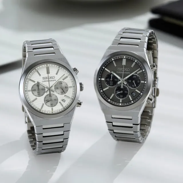 【SEIKO 精工】CS系列 三眼計時腕錶/灰面40mm(8T63-02F0N / SSB455P1)