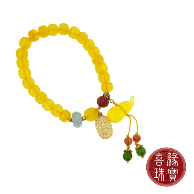 【喜緣玉品】天然蜜蠟 多寶 招財葫蘆 手珠