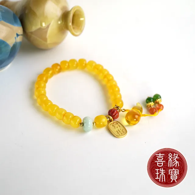 【喜緣玉品】天然蜜蠟 多寶 招財葫蘆 手珠