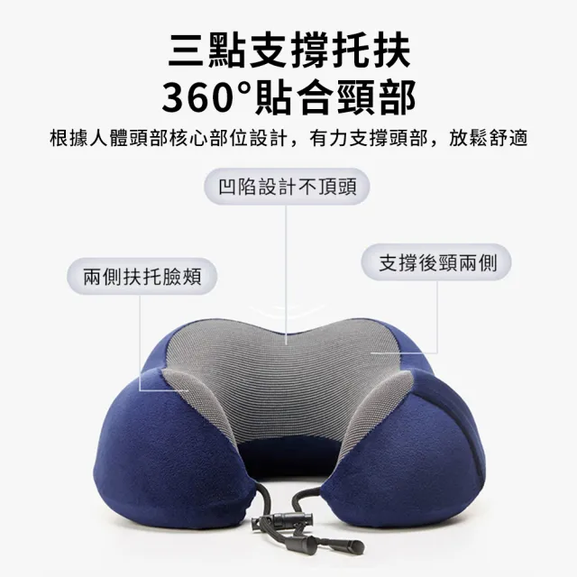 【StarGo】618特惠 慢回彈記憶棉U型枕 駝峰護頸枕 飛行旅遊旅行頸枕(午睡枕 護脖枕 飛機枕 車用頭枕 靠枕)