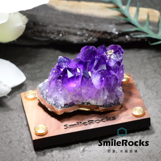 SmileRocks 石麥 石麥水晶原礦 烏拉圭紫水晶片No.6225911500(SmilePad 6X9底板)