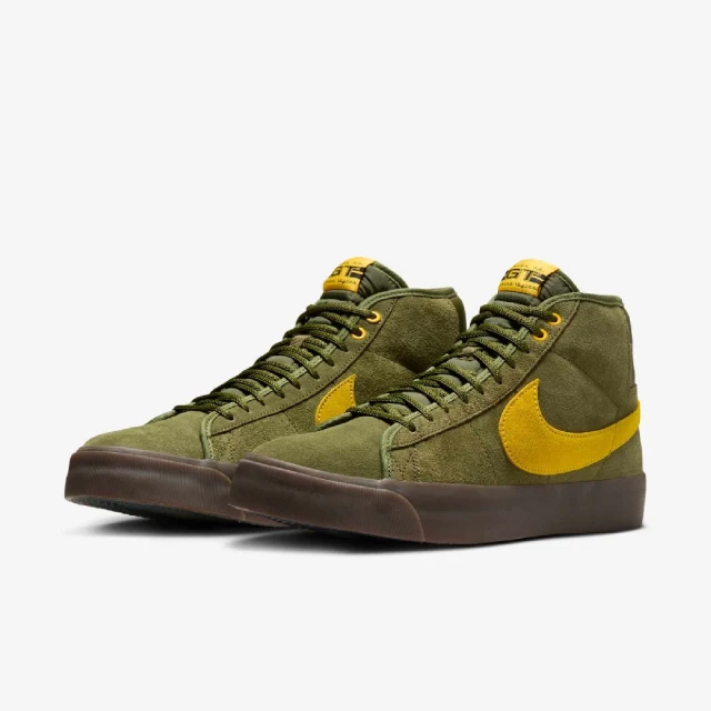 NIKE 耐吉 x Antihero Zoom Blazer Mid QS 聯名滑板鞋 男鞋 綠 黃 麂皮 中休閒鞋(HM5838-300)