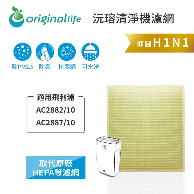 OriginalLife 長效可水洗★ 超淨化空氣清淨機濾網(適用飛利浦：AC2882/10、AC2887/10)