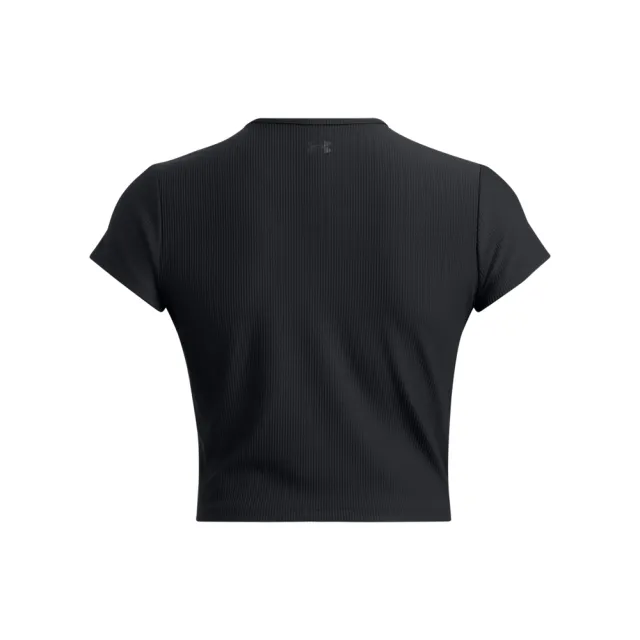 【UNDER ARMOUR】UA 女 Meridian 羅紋短袖T-Shirt_1386615-001(黑色)