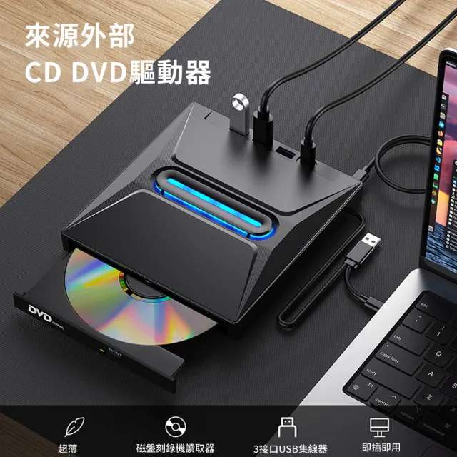 【YOLU】五合一 CD/DVD讀取外接式燒錄機 多功能擴展光碟機 USB3.0刻錄機 USB/Type-C燒錄器 筆電桌機適用