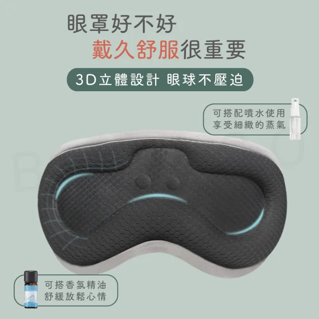 【Beroso 倍麗森】恆溫式立體熱敷眼罩A00027(安心一年保固 熱敷眼罩 遮光眼罩 睡眠眼罩 )