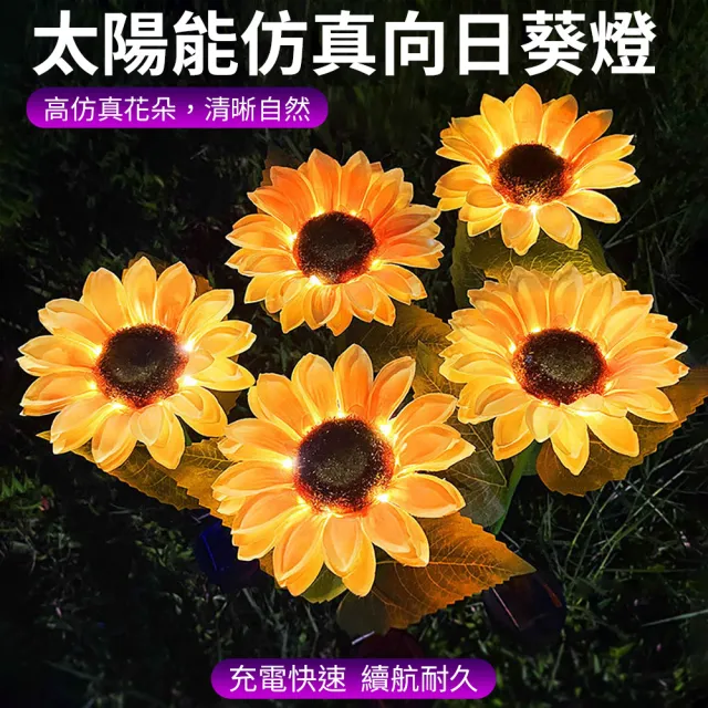 【媽媽咪呀】買一送一超值2入 太陽能向日葵戶外燈(裝飾燈 庭園燈 造景燈 草坪燈 插地燈 景觀燈)