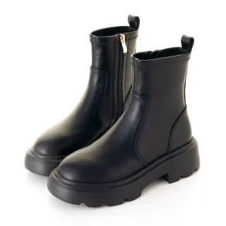 【amai】絕對百搭時尚輕量厚底短靴 切爾西靴 襪靴 短靴 短筒靴 厚底 顯瘦 英倫風 大尺碼 GB922BK(黑色)