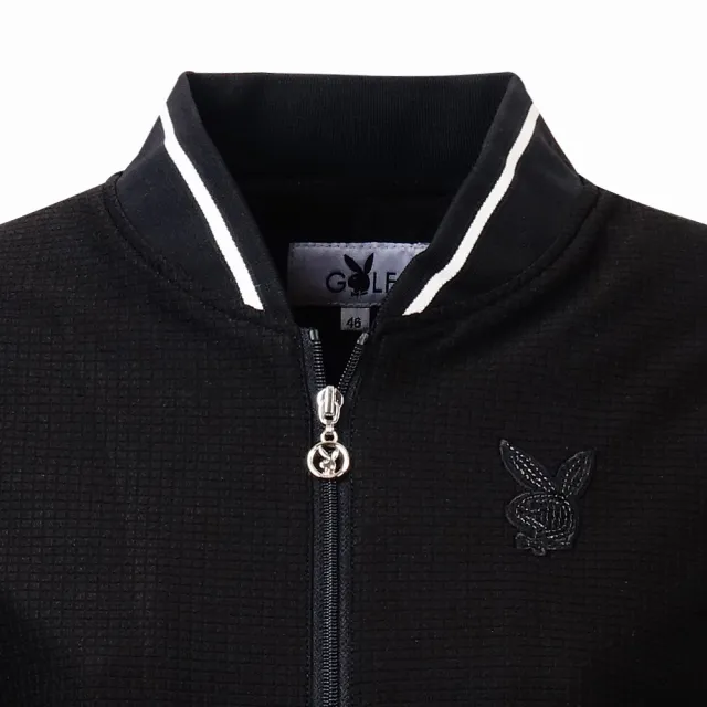 【PLAYBOY GOLF】女款小方格休閒薄外套-黑(GOLF/高爾夫/KC24212-88)