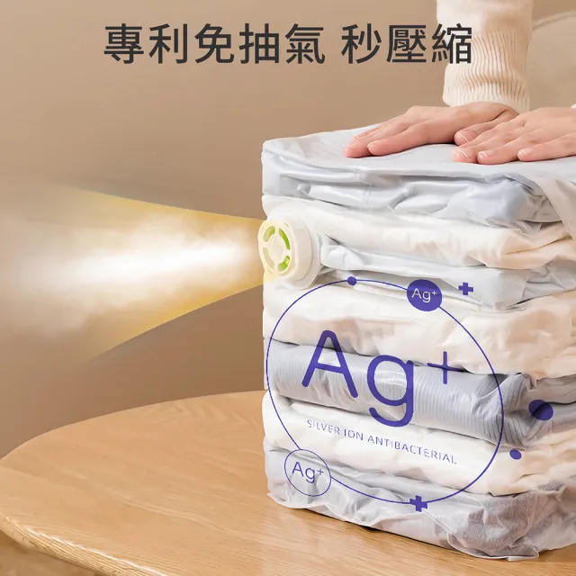 【極品家】Ag+銀離子抗菌行李壓縮袋 組合任選 免抽氣真空旅行收納袋 羽絨衣物防潮防霉 換季棉被整理袋