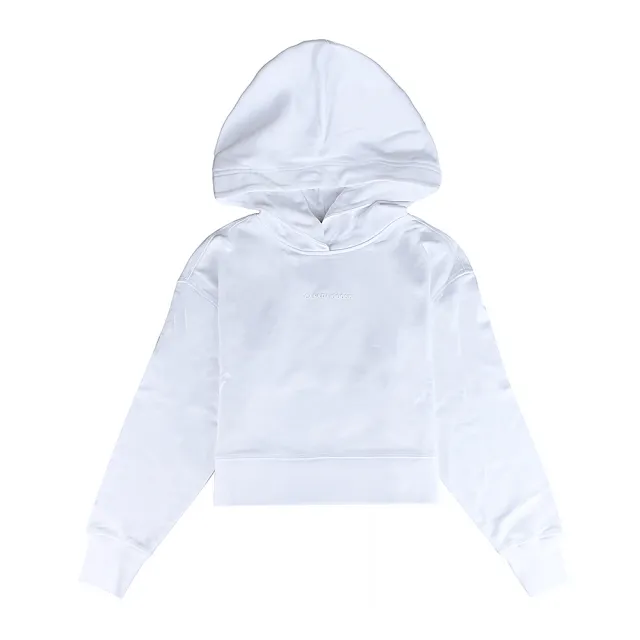 【CANADA GOOSE】CANADA GOOSE Muskoka立體字母LOGO橡膠標設計純棉圓領落肩連帽T恤(女款/白)