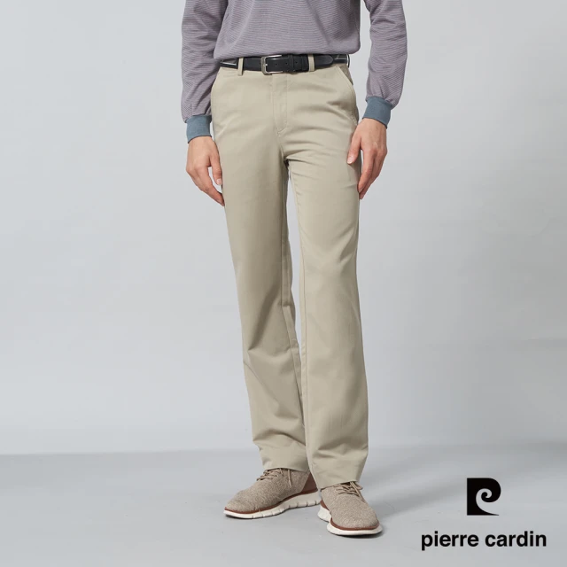 pierre cardin 皮爾卡登 商務休閒 男款 平口休閒長褲-卡其色(5245872-84)