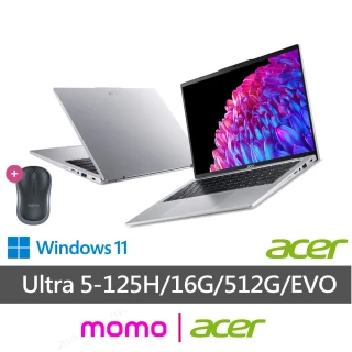 【Acer 宏碁】送獨家滑鼠★14吋Ultra 5輕薄效能AI筆電(Swift Go/EVO/SFG14-73/Ultra 5-125H/16G/512G/W11)