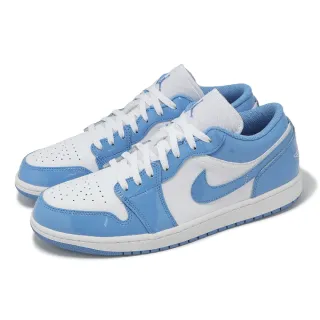 【NIKE 耐吉】休閒鞋 Air Jordan 1 Low SE 男鞋 水藍 白 AJ1 低筒 一代 漆皮(FZ2138-114)