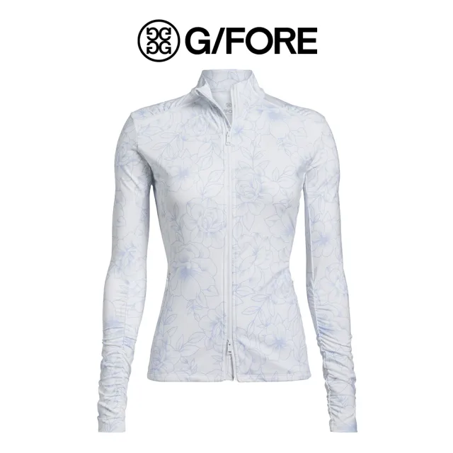【G/FORE】女士 花卉外套 OUTLINE FLORAL COZY JERSEY FULL ZIP MID LAYER 白色(G4LF22K142-SNO)