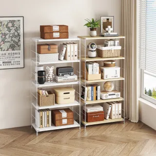 【慢慢家居】日式無印風-加厚層板高耐重五層置物架-層板可調 80x41x170(書架 書櫃 電器架)