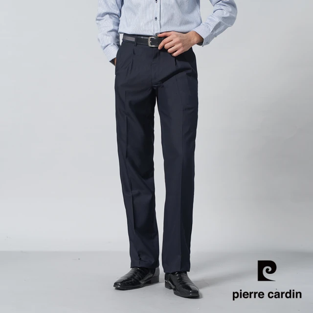 pierre cardin 皮爾卡登 商務休閒 男款 暗緹花打褶西裝褲-丈青色(5245842-38)