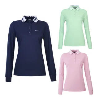 【PING】女款P字領片高爾夫薄長袖POLO衫-共3色(吸濕排汗/抗UV/GOLF/高爾夫球衫/RA24290)