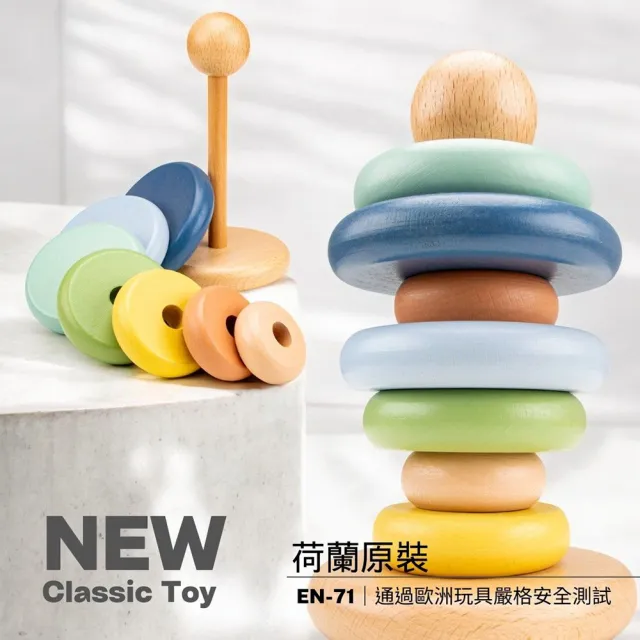 【New Classic Toys】幼幼莫蘭迪色幾何疊疊樂(10502)