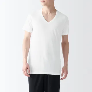 【MUJI 無印良品】男棉質無側縫V領短袖T恤/2入(共2色)