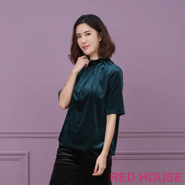 【RED HOUSE 蕾赫斯】小立領銀蔥絨布上衣(共2色)