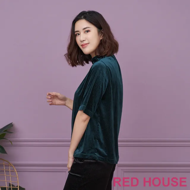 【RED HOUSE 蕾赫斯】小立領銀蔥絨布上衣(共2色)