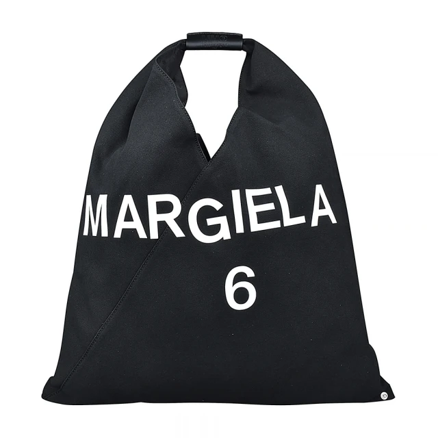 MM6 MAISON MARGIELA Maison Margiela Japanese白字LOGO帆布三角型設計按釦式肩背/手提包(黑)