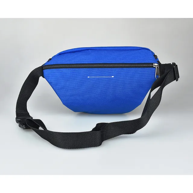 【MM6 MAISON MARGIELA】Maison Margiela x Eastpak聯名款車縫線LOGO雙面尼龍拉鍊胸掛/腰包(炫彩藍x白)