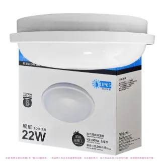 【Everlight 億光】1入組 LED 星庭 22W 全電壓 IP65 防水防塵等級 戶外照明 吸頂燈(黃光/自然光/白光)