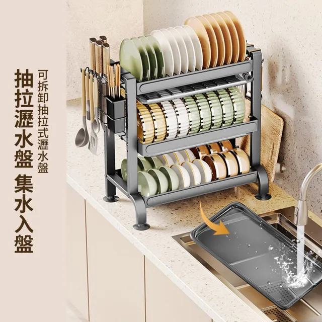 廚房水槽臺面瀝水碗架 餐具碗盤收納架(瀝水架/餐具收納架/瀝水籃/餐具置物架)