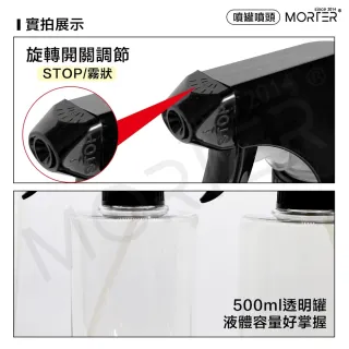 【MorTer】洗車噴灌噴頭組-500ML 汽機車美容(噴頭 空罐 空瓶 塑膠瓶 分裝罐 分裝瓶 透明噴瓶)