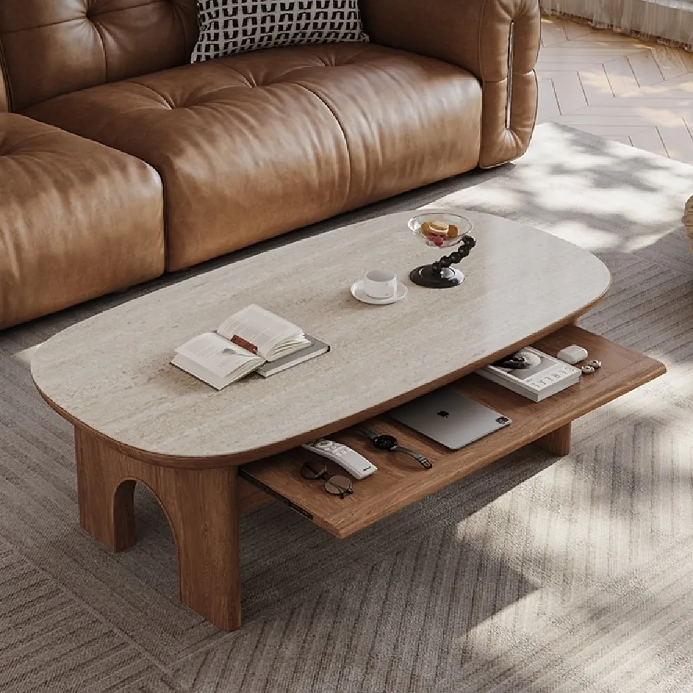 Taoshop 淘家舖】凱旋門岩板茶几組合｜復古簡約客廳家用J - TA235(洞石