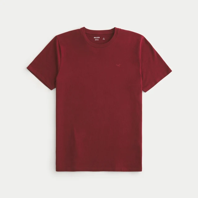 HOLLISTER Co HCO 海鷗 經典圓領小海鷗素面短袖T恤 上衣-酒紅色(平輸品/春夏必備/短T)