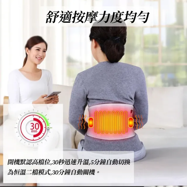 【Light Live】型錄-石墨烯三檔溫控熱敷震動按摩腰帶 熱敷腰帶(前後發熱/三檔溫度力度調節/USB插電)