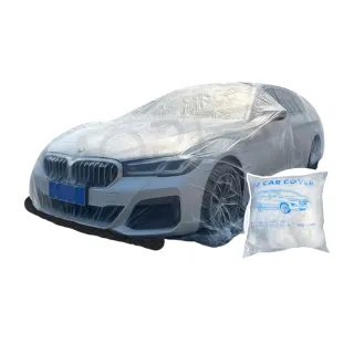 【MorTer】一次性汽車車罩-M號 350x600cm(透明車罩 汽車車罩 簡易車罩 PE薄膜加厚 透明車衣 汽車防塵套)