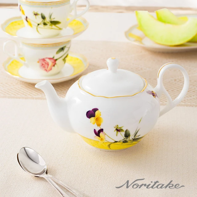 NORITAKE 法式風情金邊骨瓷-日光香頌下午茶 茶壺(新品上市 原廠禮盒)