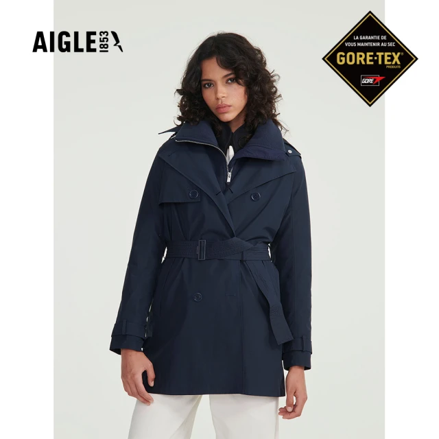 AIGLE 女 GORE-TEX 防水透氣風衣AG-FAA74A057 深藍(女外套 防水透氣外套 Goretex)