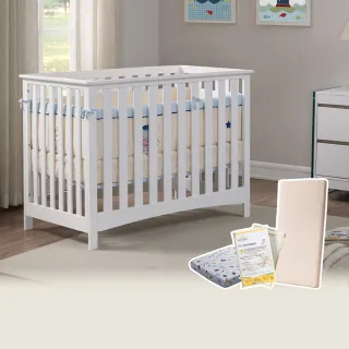 【Lebaby 樂寶貝】LBB-02三合一嬰兒床＋可水洗床墊+保潔床包+美國棉花床包(超值組合 成長床 嬰兒床)