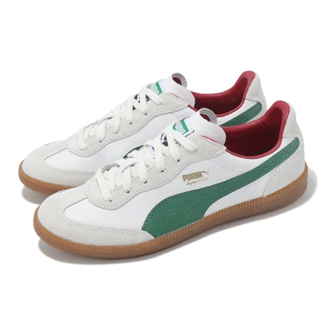 PUMA 休閒鞋 Super Liga OG Retro 男鞋 女鞋 白 紅 綠 麂皮 復古 膠底 情侶鞋(356999-22)