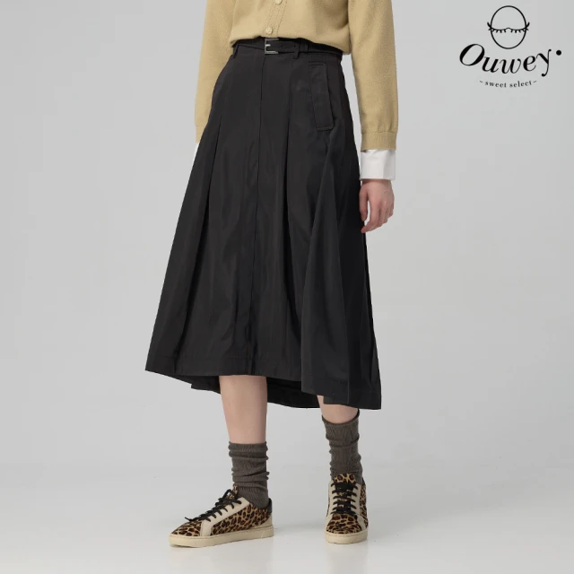 OUWEY 歐薇 閃耀復古亮片短褲裙(黑；S-L；32431