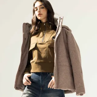 【BLUE WAY】女裝 羊毛法蘭絨極簡科技棉連帽 外套- ETBOITE箱子