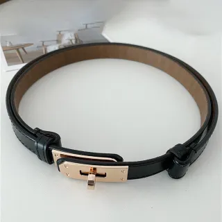 【LEESA】牛皮腰帶\腰封\伸縮皮帶\細腰帶\真皮帶\高級感\精品皮帶\顯瘦穿搭\穿搭配件\鎖扣