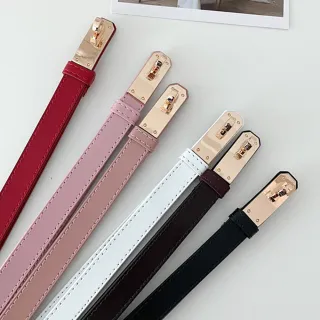 【LEESA】牛皮腰帶\腰封\伸縮皮帶\細腰帶\真皮帶\高級感\精品皮帶\顯瘦穿搭\穿搭配件\鎖扣