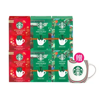 即期品【STARBUCKS 星巴克】濾掛系列-節日限定4入x6盒組(共24入;贈馬克杯)