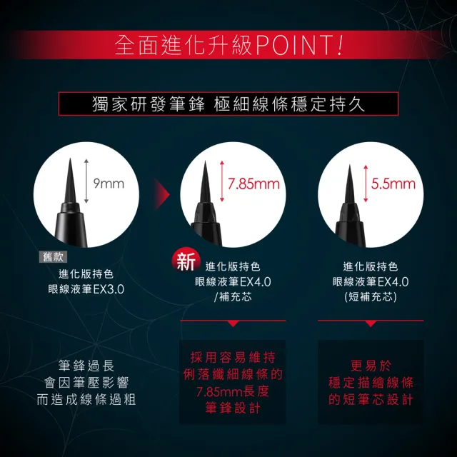 【KATE 凱婷】進化版持色眼線液筆EX4.0補充芯 3入組(防水抗汗、高持色/momo獨家2色 共7色任選)