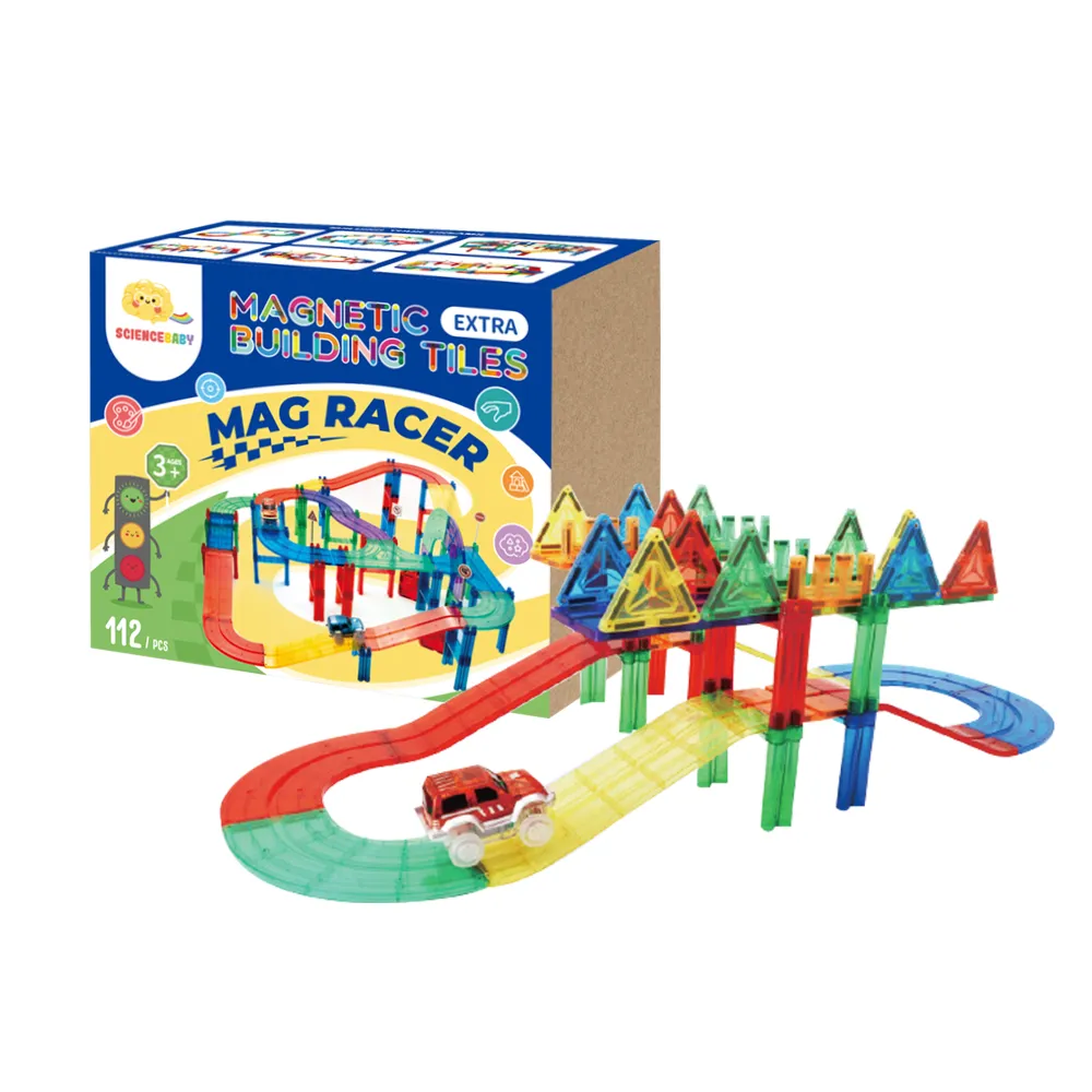 ScienceBaby】磁力片電動軌道車磁性積木賽車軌道建構式玩具- momo購物網- 好評推薦-2026年1月