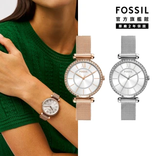 【FOSSIL 官方旗艦館】Tillie系列 鑲鑽優雅女錶 不鏽鋼米蘭帶指針手錶 36MM 雙12限定(多色可選)