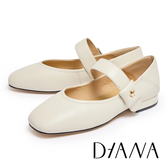 DIANA 優雅細帶皮釦羊皮尖頭高跟鞋(米色)好評推薦